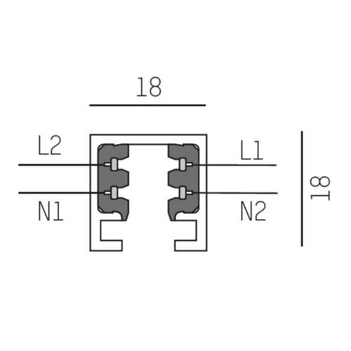 2~TRACK 240V Stromschiene 2 Phasen 18x18mm 2x1000W 240V