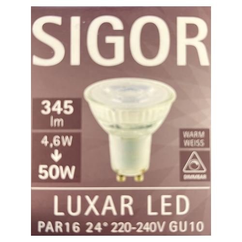 SIGOR 4,6W LUXAR GLAS LED GU10 24° 2700K DIM