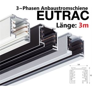 EUTRAC 3-Aufbauschiene L=3m 230V 3x16A B=36xH=32mm