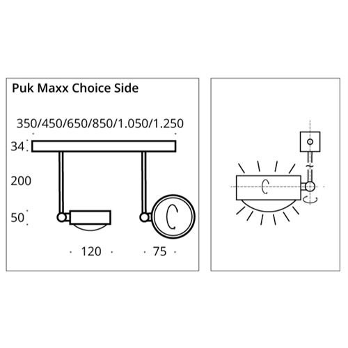 Top Light Anbaustrahler Puk Maxx Choice Side 3 ohne Optiken